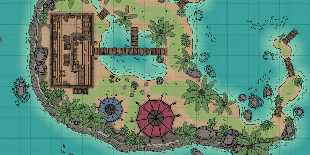 A fishing post of a tropical island in the ocean