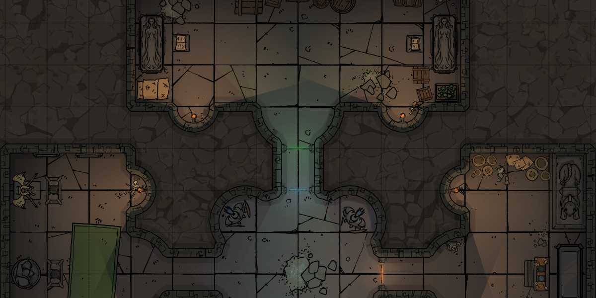 A map of a dark burial crypt for use in role-playing games